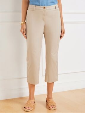 Talbots Perfect Skimmers Beige Cropped Pull-On Pants Size 14P